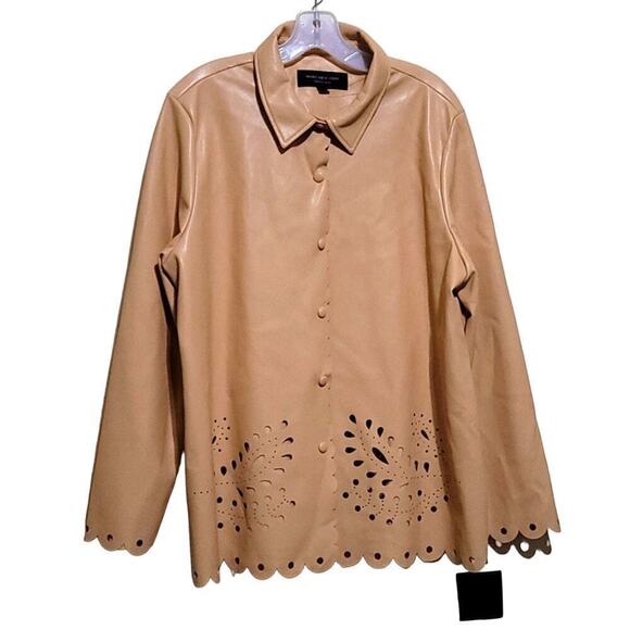 Marc New York Tan Faux leather Jacket Sz Xlarge   NWT - Picture 2 of 8